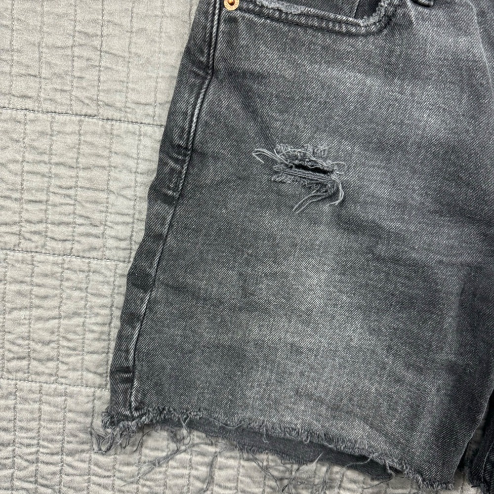 Mid Rise Loose Denim Jean Shorts Jorts Women 4 Black Long 6" Inseam Baggy Y2K - Picture 2 of 11